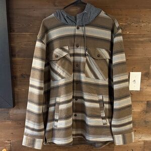 Quiksilver Brown Striped Shirt Jacket